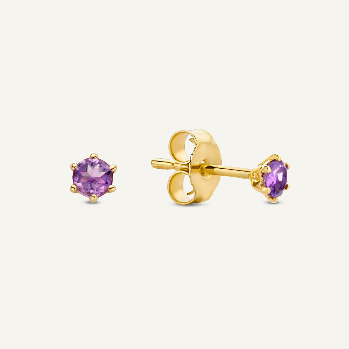 Jackie Amethyst Studs in 14K Yellow Gold