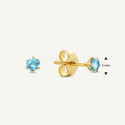 Jackie Blue Topaz Studs in 14K Yellow Gold dimensions