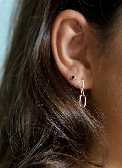 Sapphire Studs in 14K Yellow Gold worn on ear