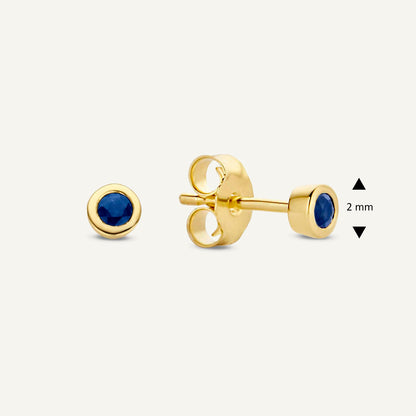 Sapphire Studs in 14K Yellow Gold dimensions