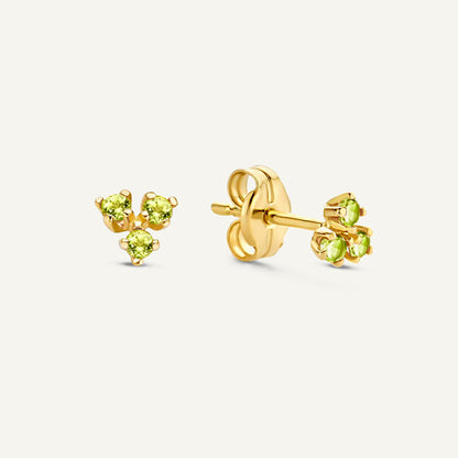 Jackie Triangle Emerald Studs in 14K Yellow Gold