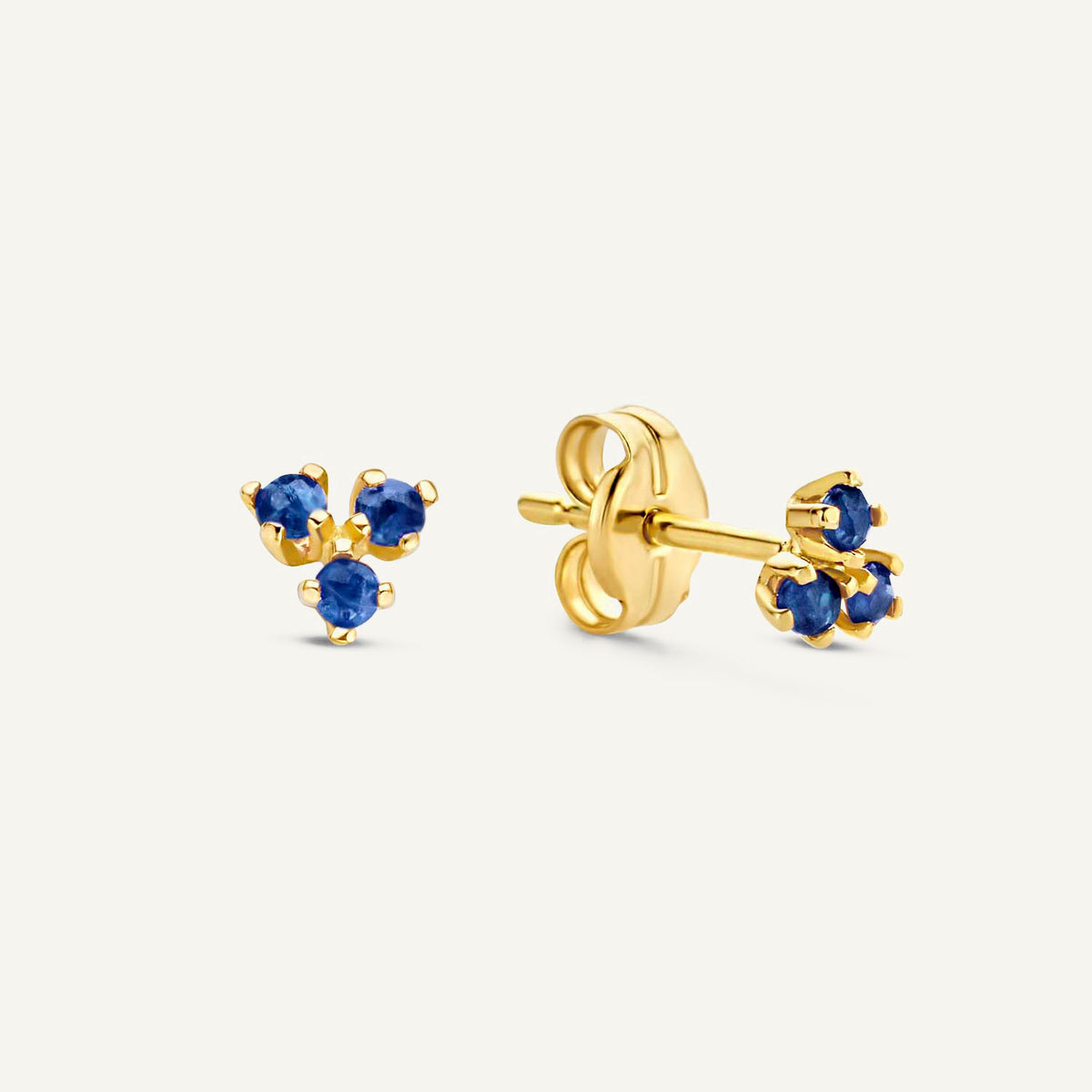 Triangle Sapphire Studs in 14K Yellow Gold
