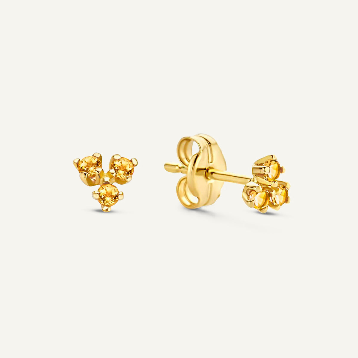 Triangle Citrine Studs in 14K Yellow Gold