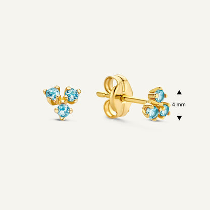 Triangle Topaz Studs in 14K Yellow Gold dimensions