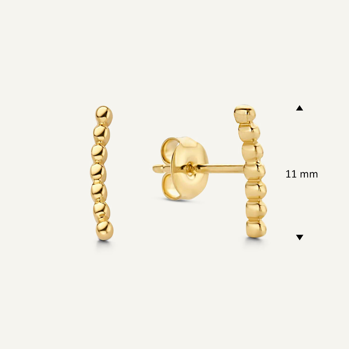 Jackie Bubble Ear Studs in 14K Yellow Gold dimensions