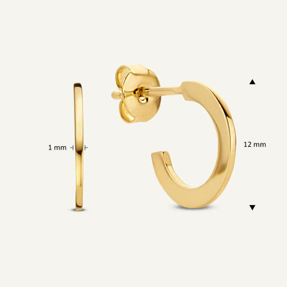 Jackie Classic Round Hoop Earrings 12mm in 14K Yellow Gold dimensions