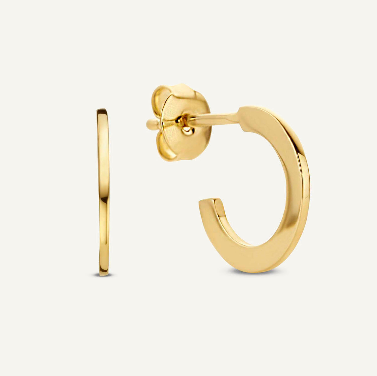 Jackie Classic Round Hoop Earrings 12mm in 14K Yellow Gold