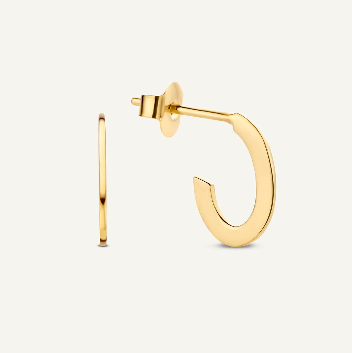 Jackie Classic Flat Hoop Earrings 12mm in 14K Yellow Gold