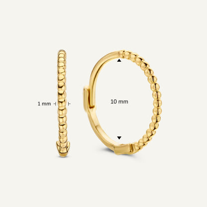 Jackie Mini Dots Hoops in 14K Yellow Gold dimensions