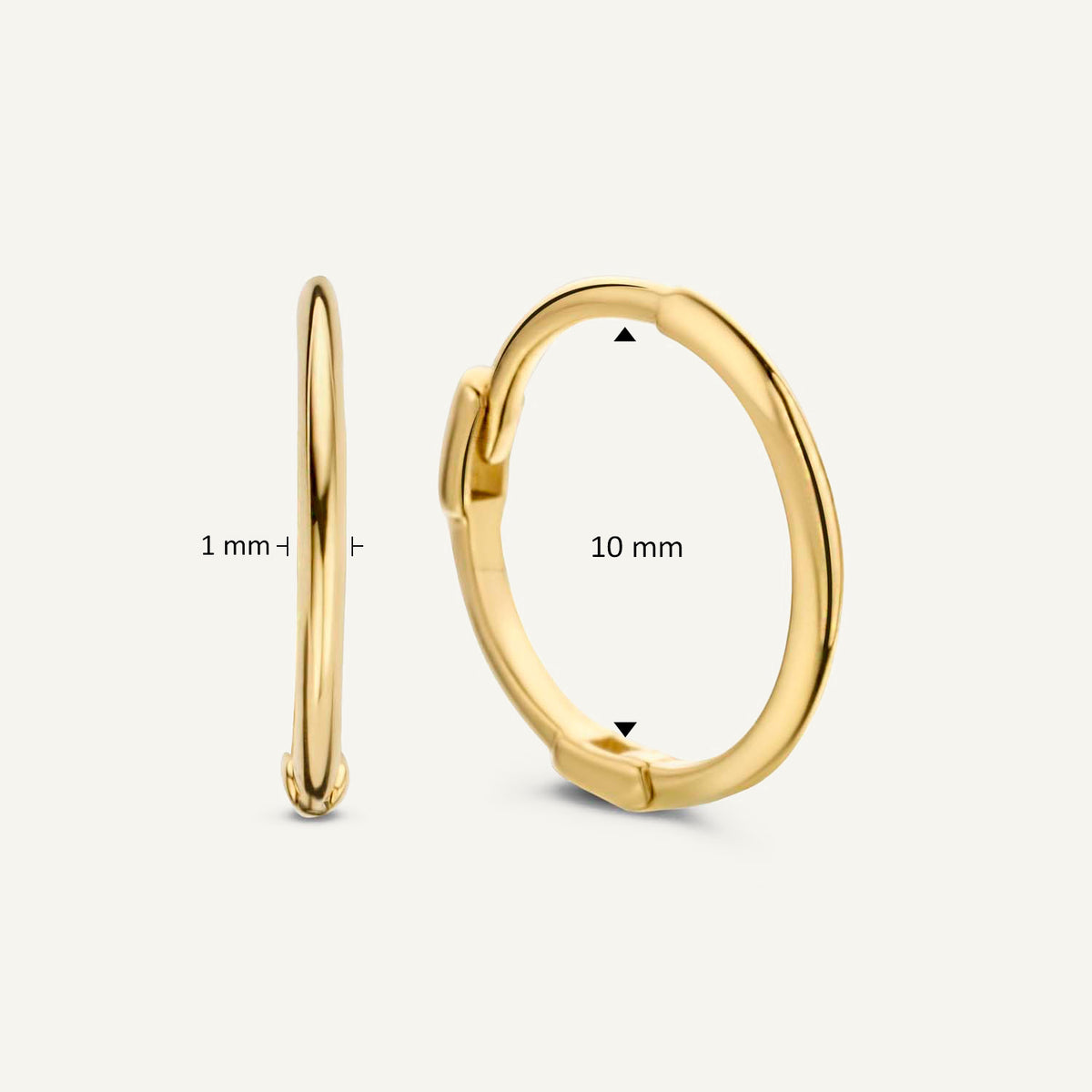 Jackie Mini Plain Hoops in 14K Yellow Gold dimensions