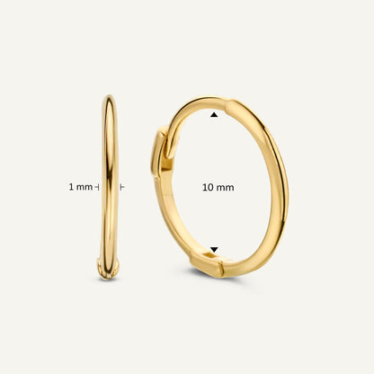 Jackie Mini Plain Hoops in 14K Yellow Gold dimensions