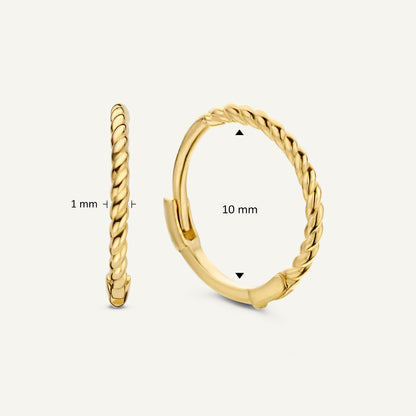 Jackie Twist Hoops in 14K Yellow Gold dimensions