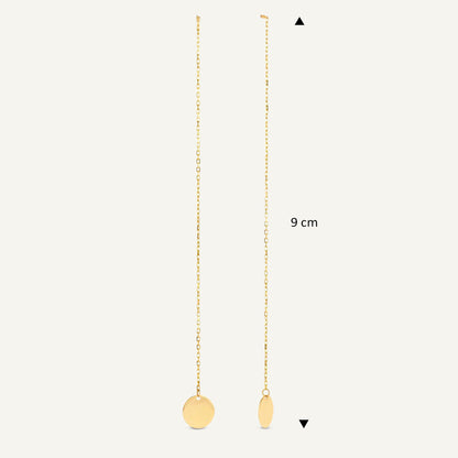 Jackie Disc Threader Earrings in 14K Yellow Gold dimensions