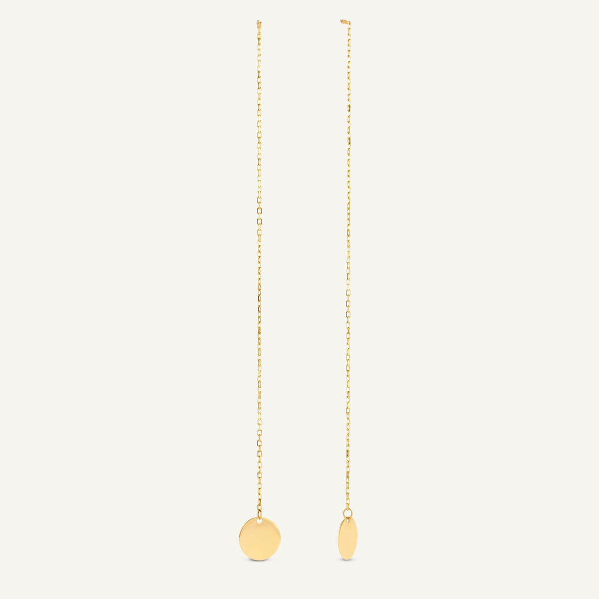 Jackie Disc Threader Earrings in 14K Yellow Gold