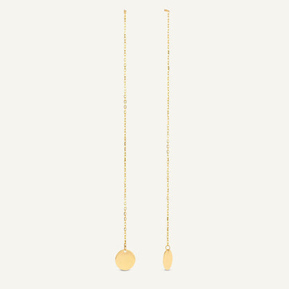 Jackie Disc Threader Earrings in 14K Yellow Gold