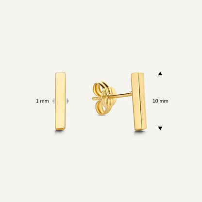 Jackie Bar Studs in 14K Yellow Gold dimensions