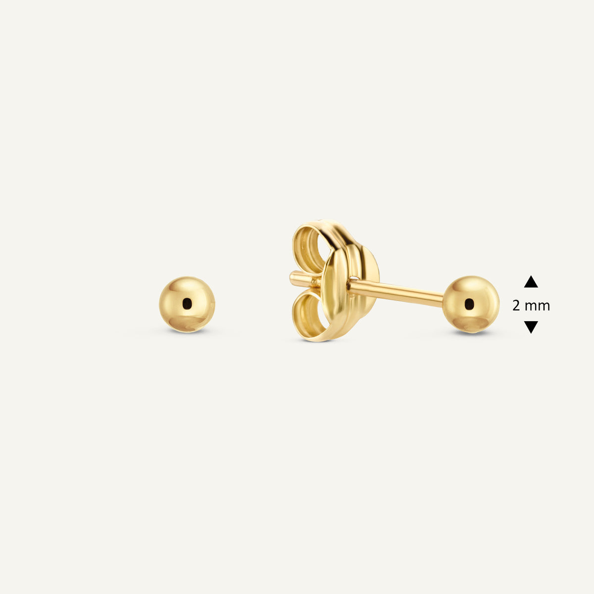 Jackie Ball Studs in 14K Yellow Gold dimensions