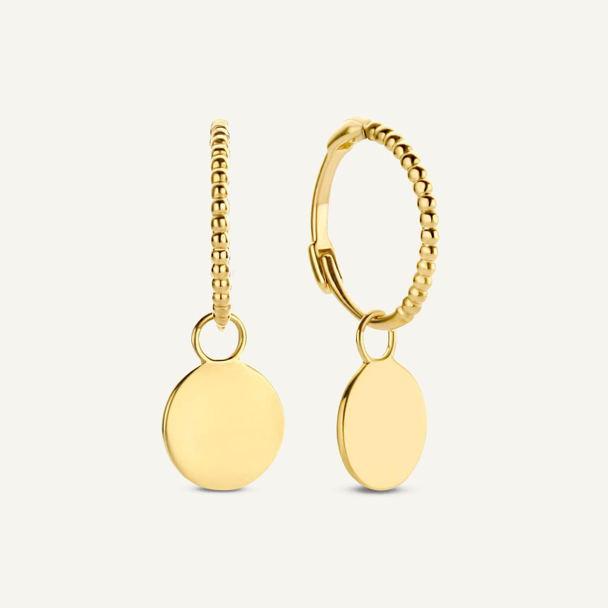 Jackie Fez Disc Hoops in 14K Yellow Gold