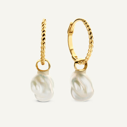 Jackie Pearl Of Mar Hoops in 14K Yellow Gold