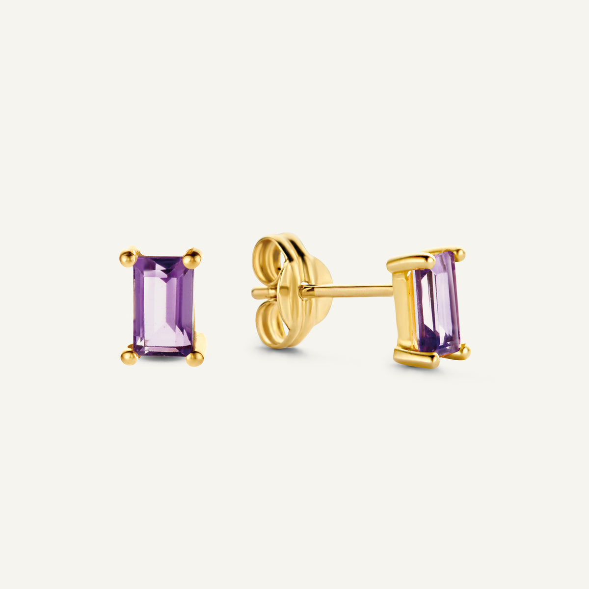 Jackie Medina Amethyst Studs in 14K Yellow Gold