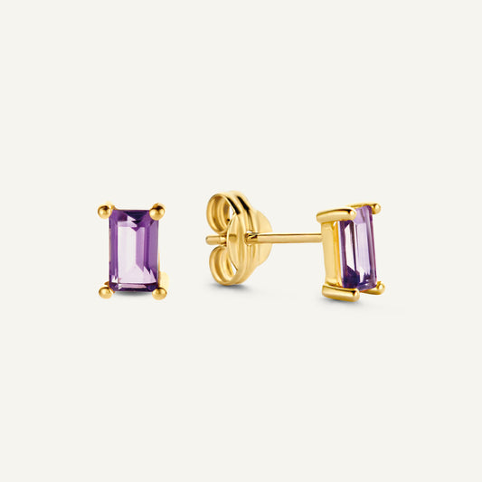 Jackie Medina Amethyst Studs in 14K Yellow Gold