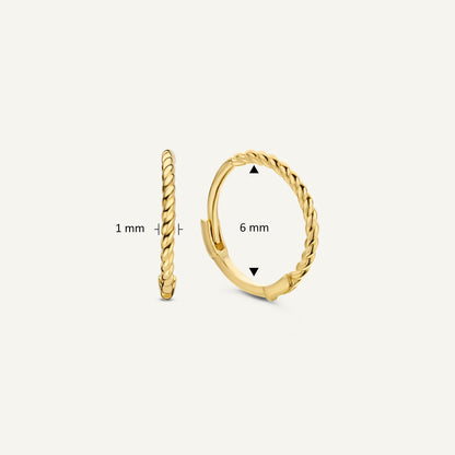 Jackie Twist Hoops in 14K Yellow Gold dimensions