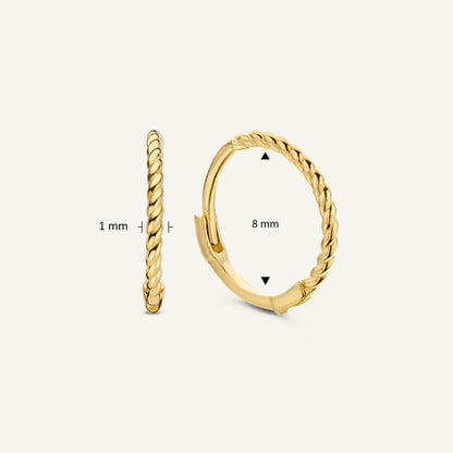 Jackie Twist Hoops in 14K Yellow Gold dimensions