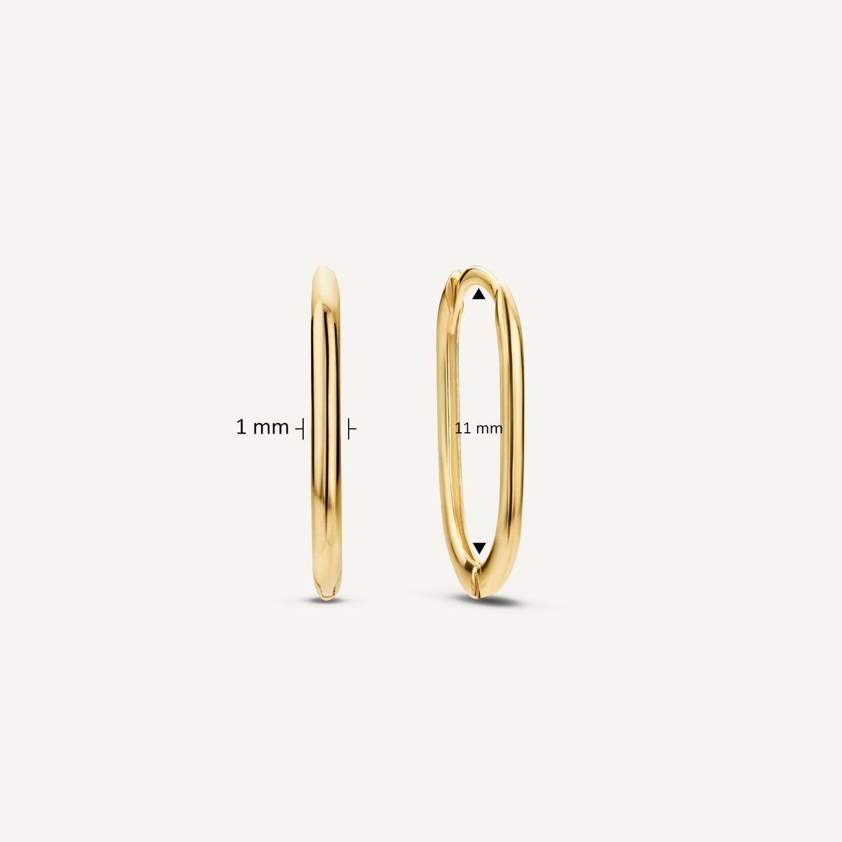 Jackie Grand Place Oval Hoops in 14K Yellow Gold dimensions