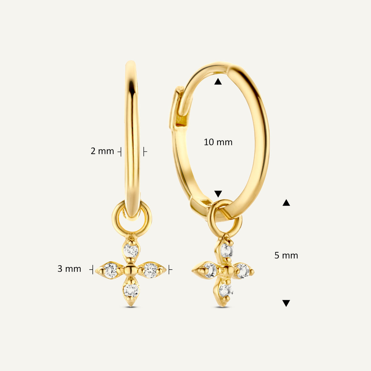 Jackie Dentelle Hoops in 14K Yellow Gold dimensions