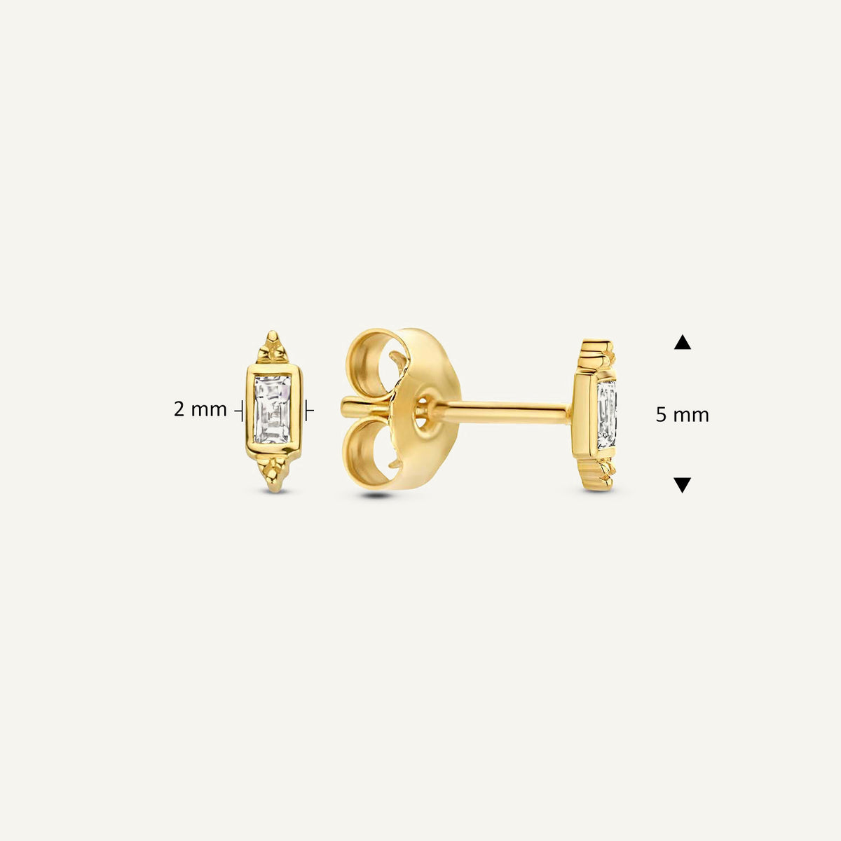 Jackie Gaudi Lantern Studs in 14K Yellow Gold dimensions