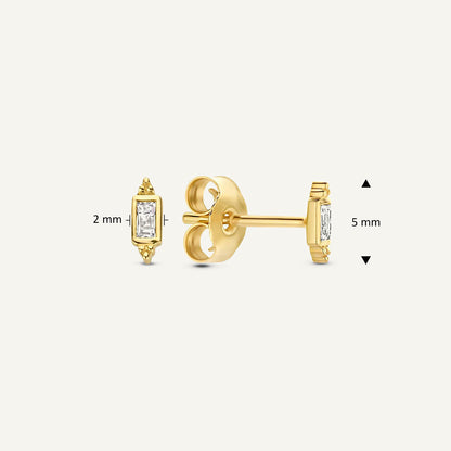 Jackie Gaudi Lantern Studs in 14K Yellow Gold dimensions