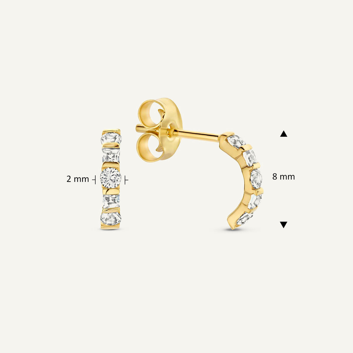 Jackie Gaudi Variado Topaz Studs in 14K Yellow Gold dimensions
