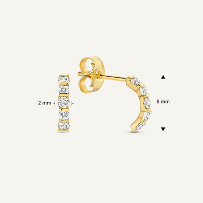 Jackie Gaudi Variado Topaz Studs in 14K Yellow Gold dimensions