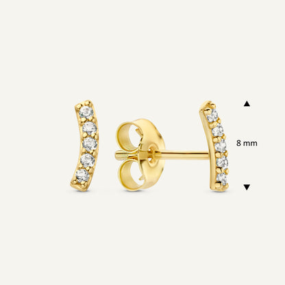 Jackie Letizia Topaz Curve Studs in 14K Yellow Gold dimensions