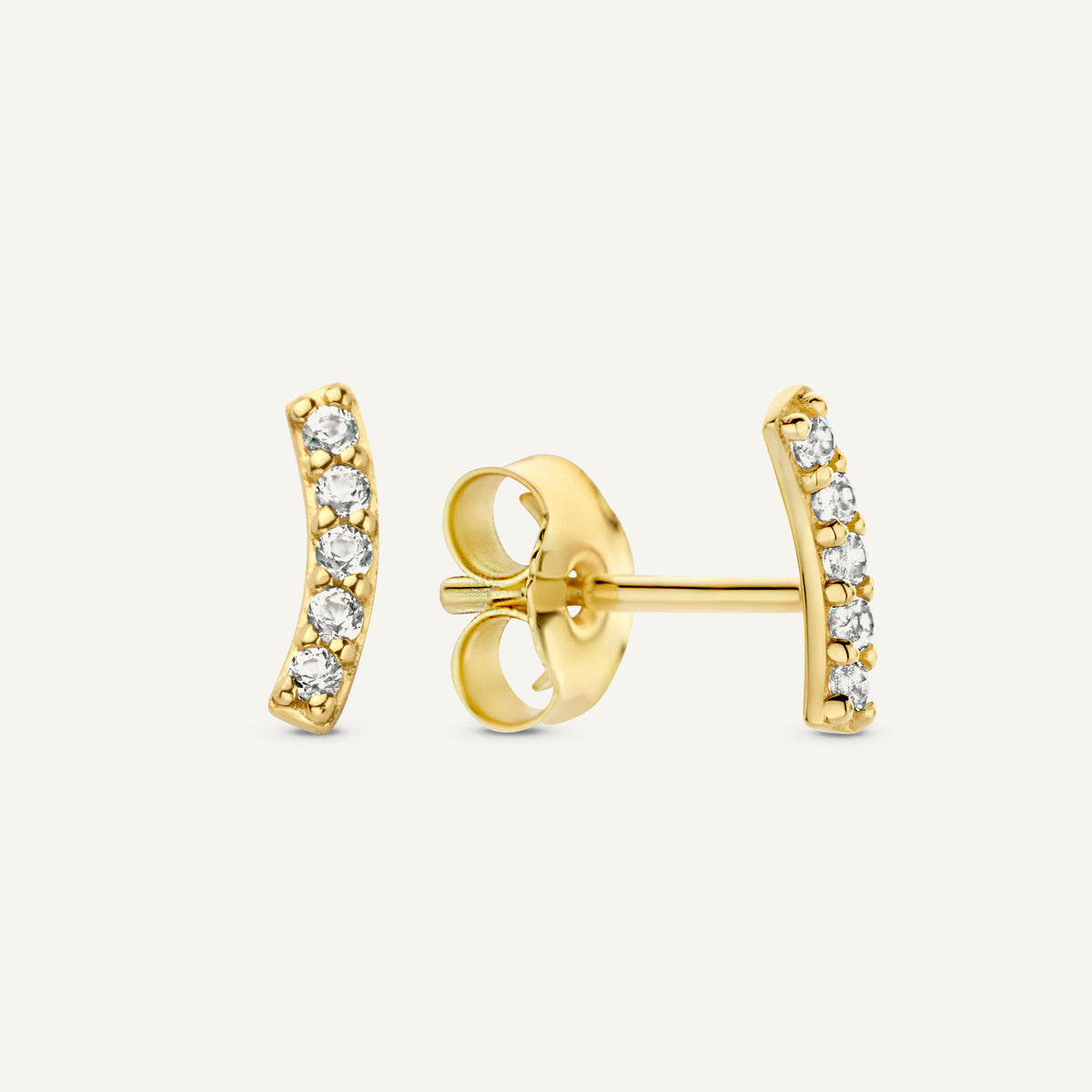 Jackie Letizia Topaz Curve Studs in 14K Yellow Gold