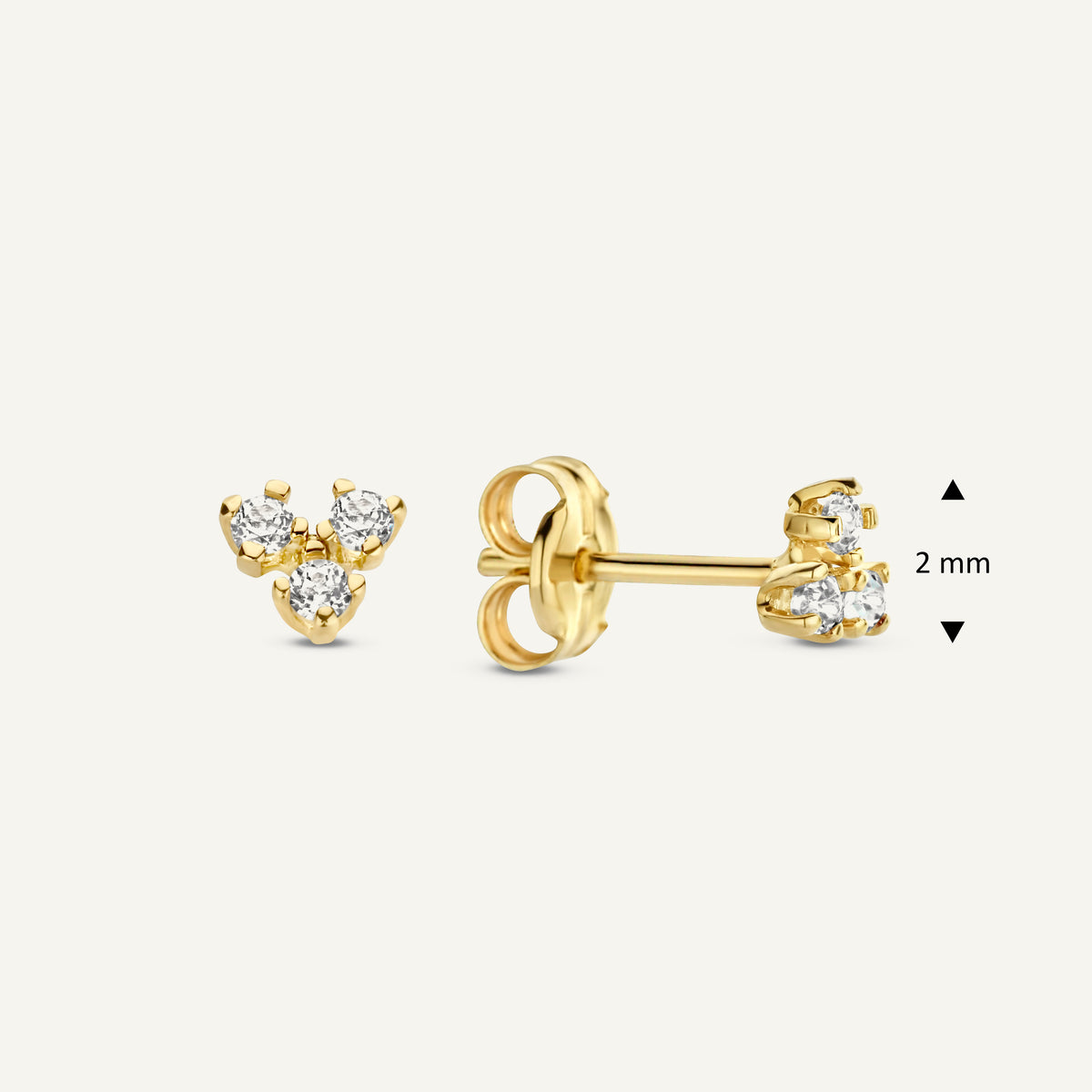 Jackie Miro Triangle Topaz Studs in 14K Yellow Gold dimensions