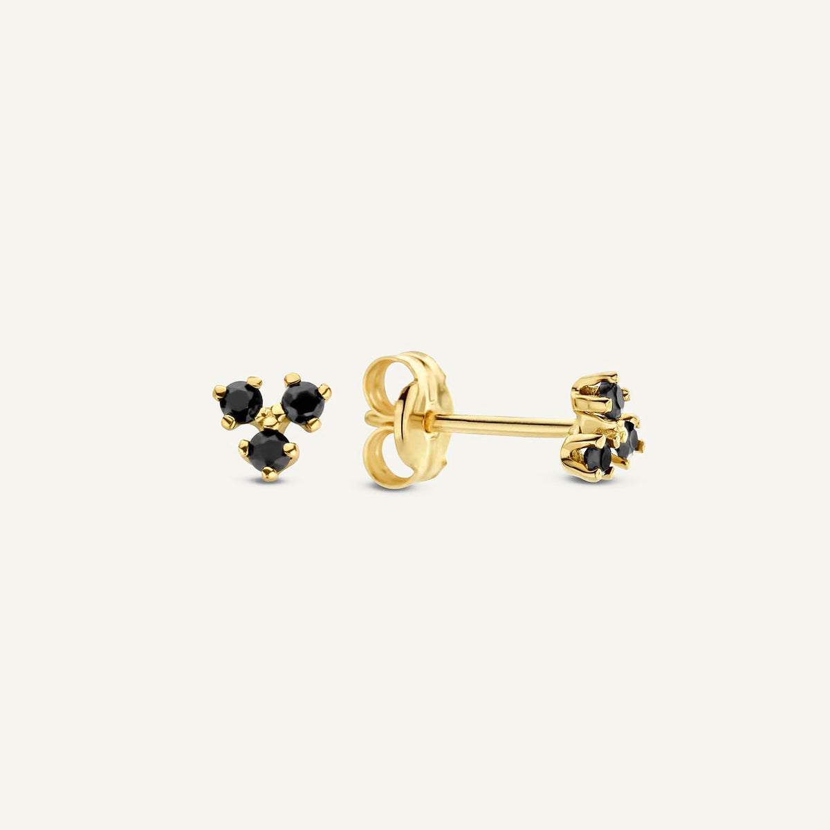 Jackie Miro Triangle Onyx Studs in 14K Yellow Gold