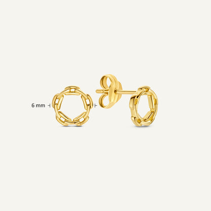 Jackie Baia Link Studs in 14K Yellow Gold dimensions