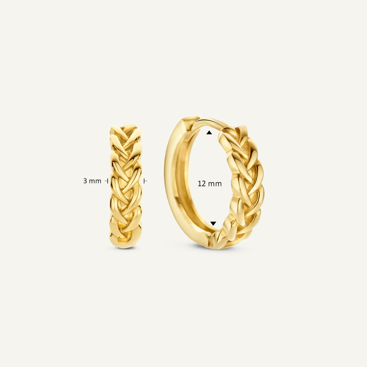 Jackie Petit Sablon Hoops in 14K Yellow Gold dimensions