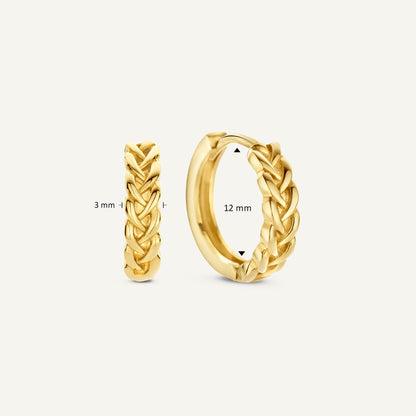 Jackie Petit Sablon Hoops in 14K Yellow Gold dimensions