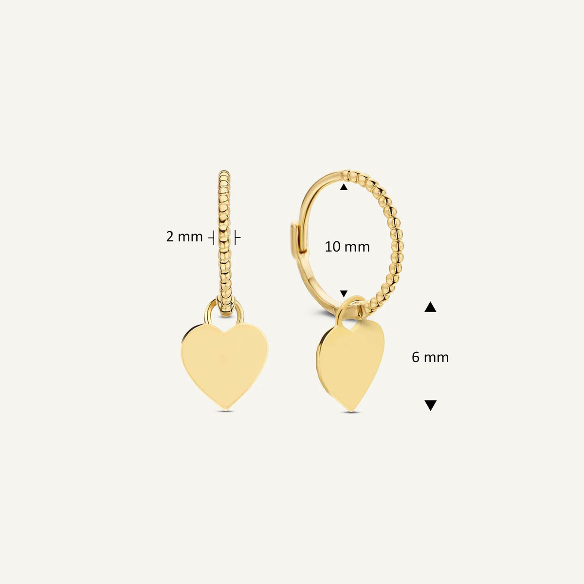Jackie Corazon Hoops in 14K Yellow Gold dimensions