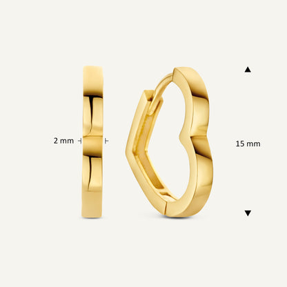 Jackie Hugging Hearts Hoops in 14K Yellow Gold dimensions