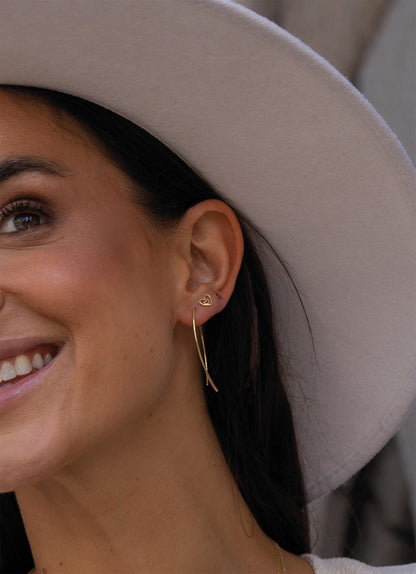 Jackie Mayfair Earrings in 14K Yellow Gold worn on ear