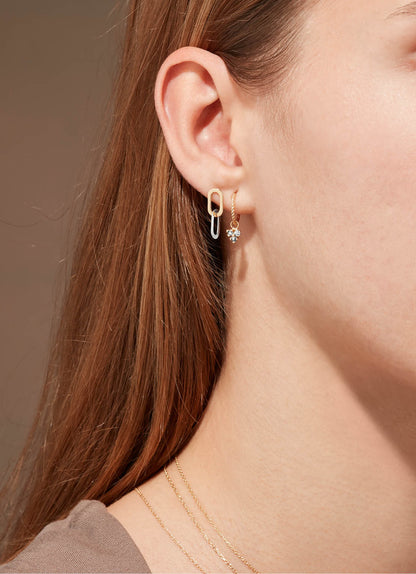 Jackie Triangle White Topaz Hoops in 14K Yellow Gold