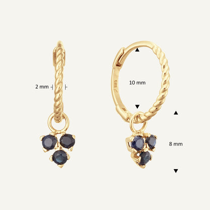 Jackie Triangle Sapphire Hoops in 14K Yellow Gold