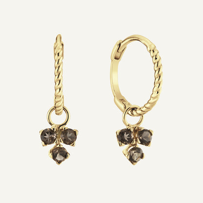 Jackie Triangle Smoky Quartz Hoops in 14K Yellow Gold