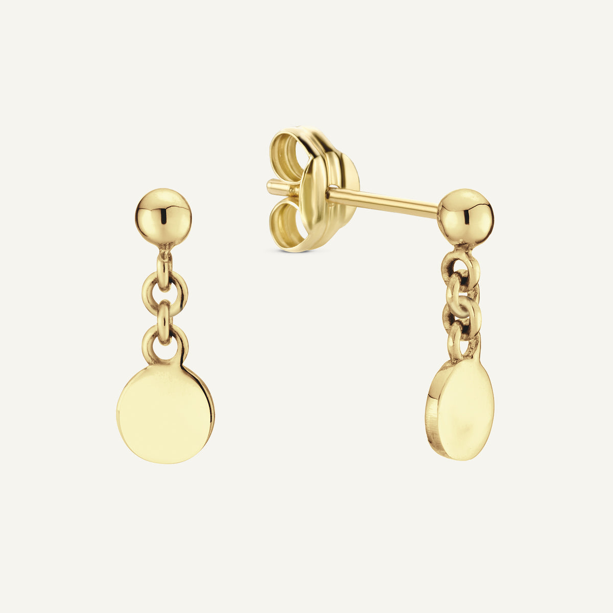 Jackie Dangling Disc Studs in 14K Yellow Gold