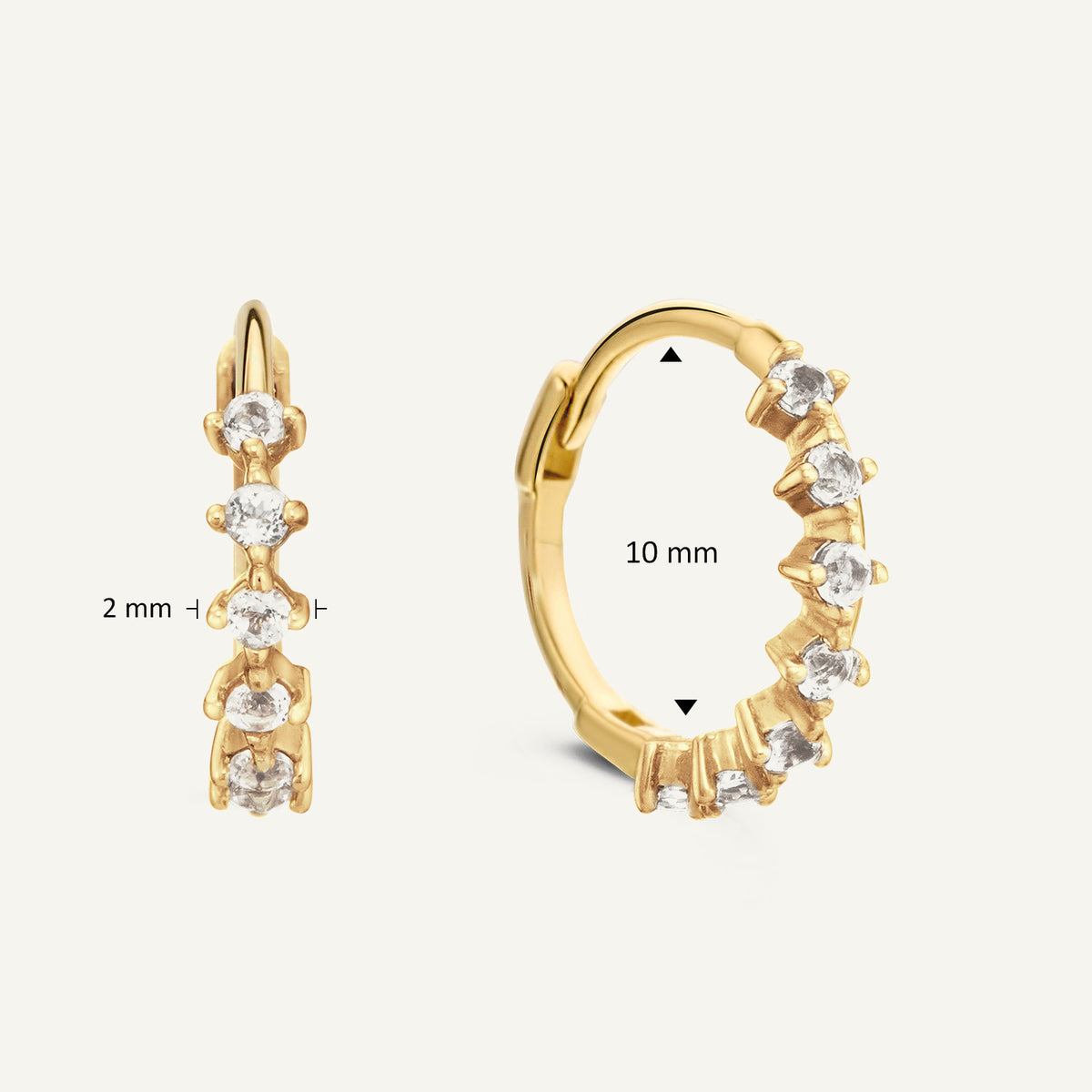 Jackie Radiance White Topaz Hoops in 14K Yellow Gold dimensions