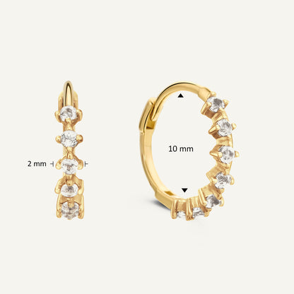 Jackie Radiance White Topaz Hoops in 14K Yellow Gold dimensions