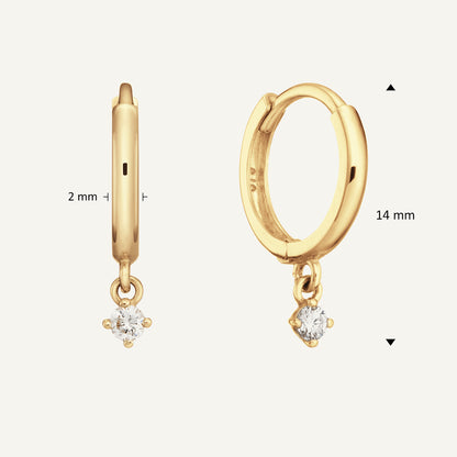 Jackie Shining Star Hoops in 14K Yellow Gold dimensions